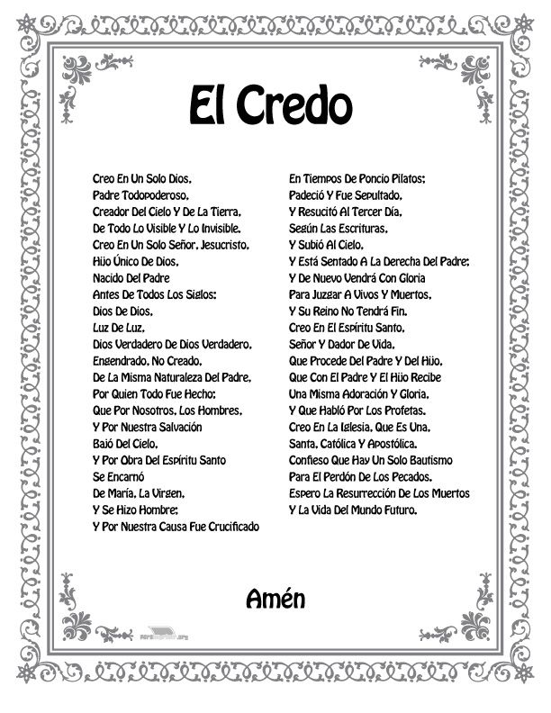 el credo catolico oracion del credo